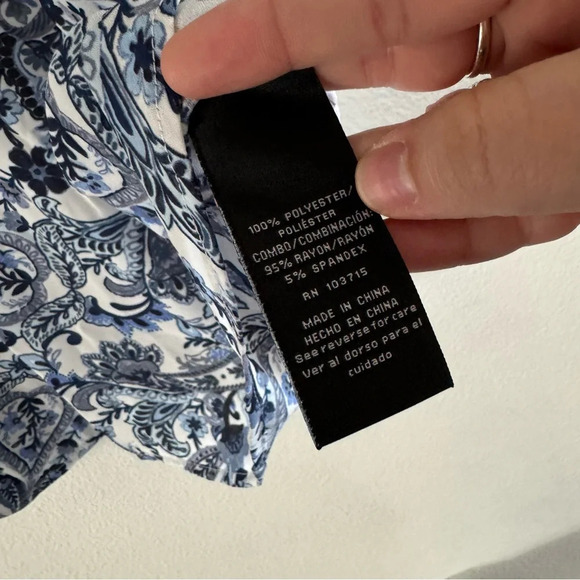 Zac & Rachel Boho Blue Floral Paisley Top Relaxed Fit Plus 3X #1835048A NEW - Picture 8 of 12